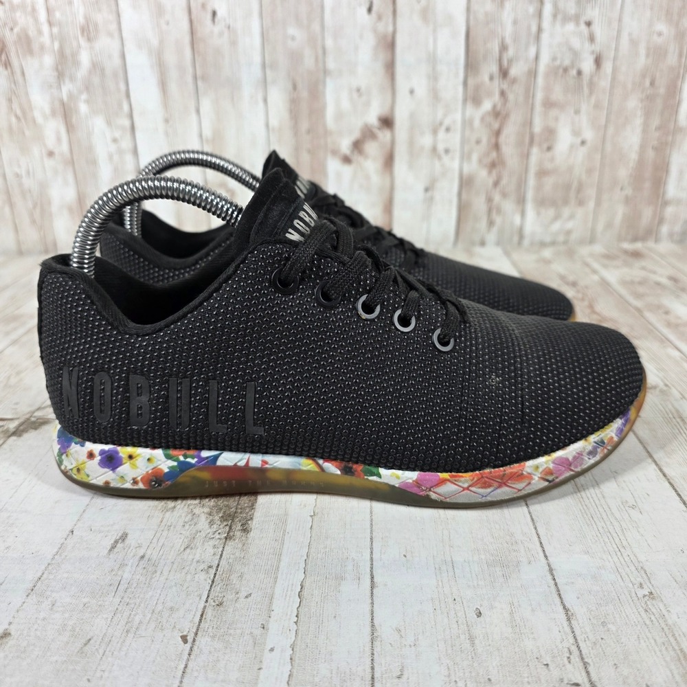 NOBULL Trainer Black Floral SuperFabric Cross Training Shoes Womens 8 Mens 6.5
